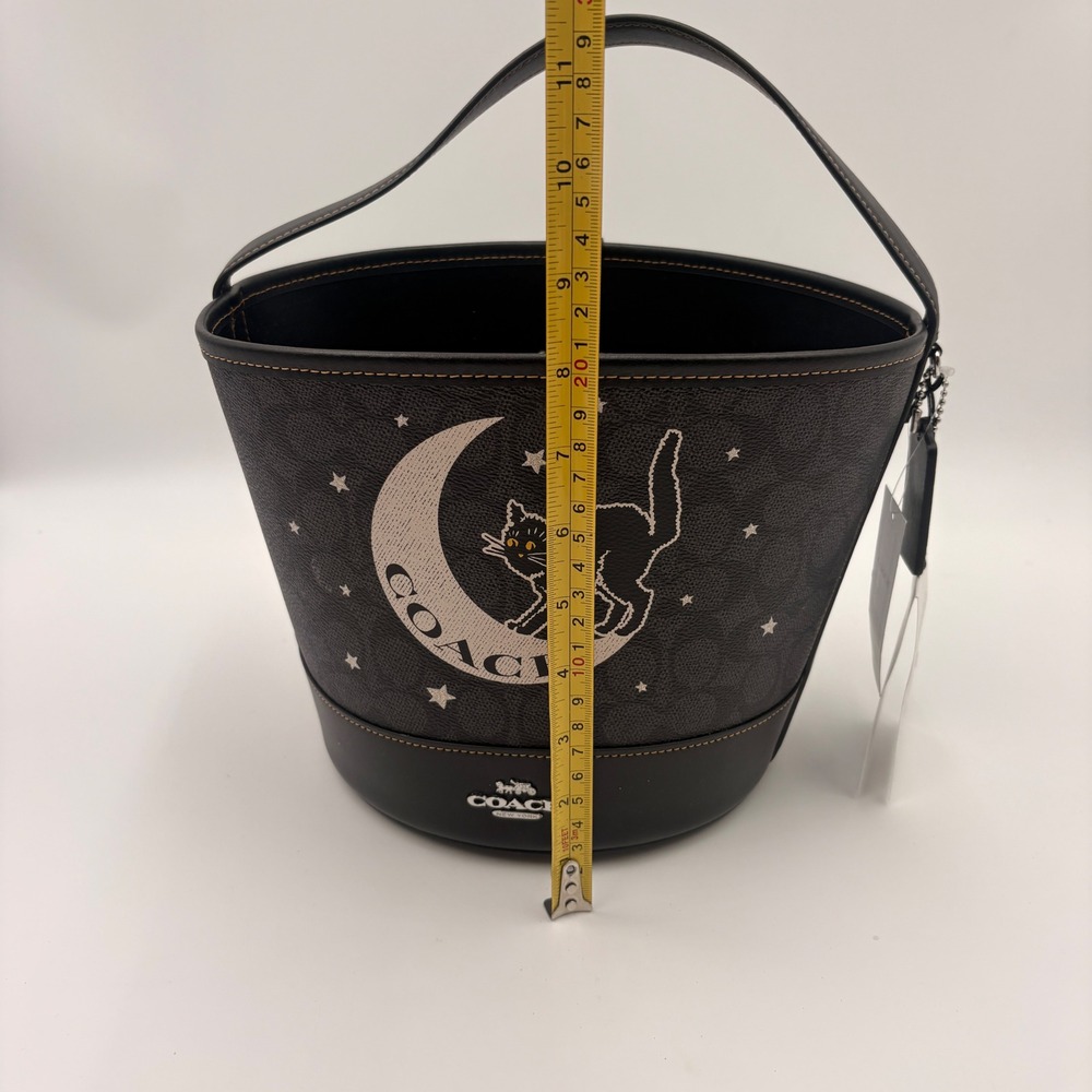 Coach Halloween Black Cat Moon Signature Bucket Bag Trick or Treat Pail - Picture 5 of 16
